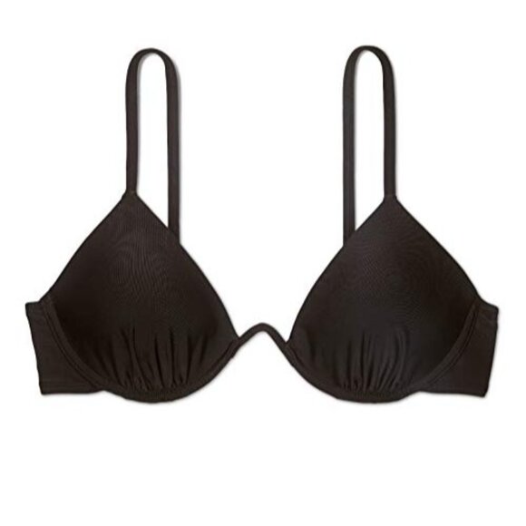 Xhilaration Women's V Wire Underwire Bikini Top - Black - Small - Picture 1 of 3